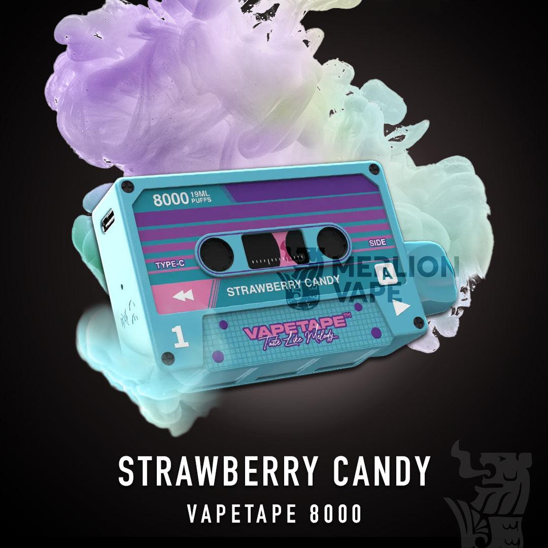 Vapetape 8000 Rechargeable Disposable (Merlion Vape Sg) - Strawberry Candy -  Merlion Vape Sg