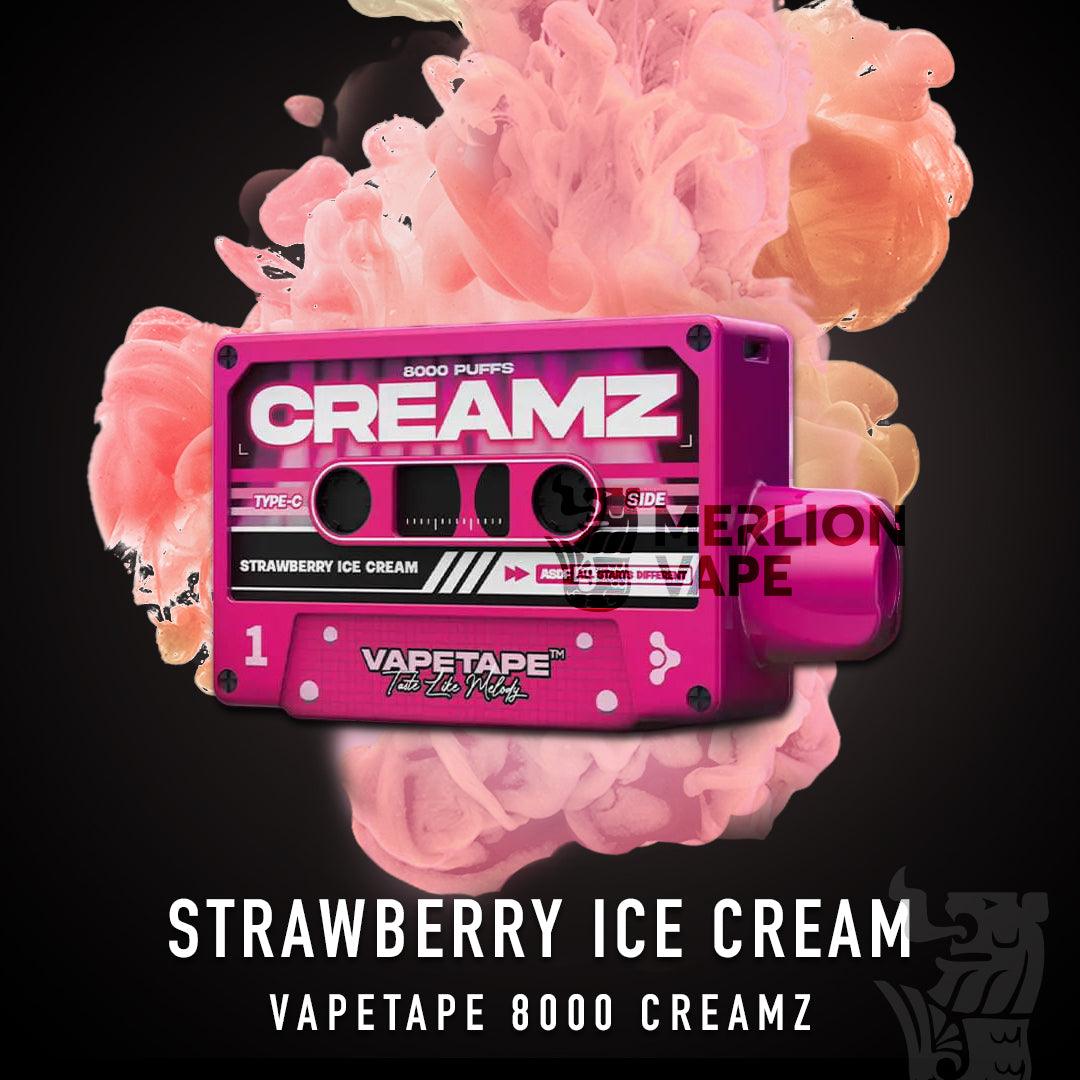 Vapetape 8000 Rechargeable Disposable (Merlion Vape Sg) - Strawberry Ice Cream -  Merlion Vape Sg