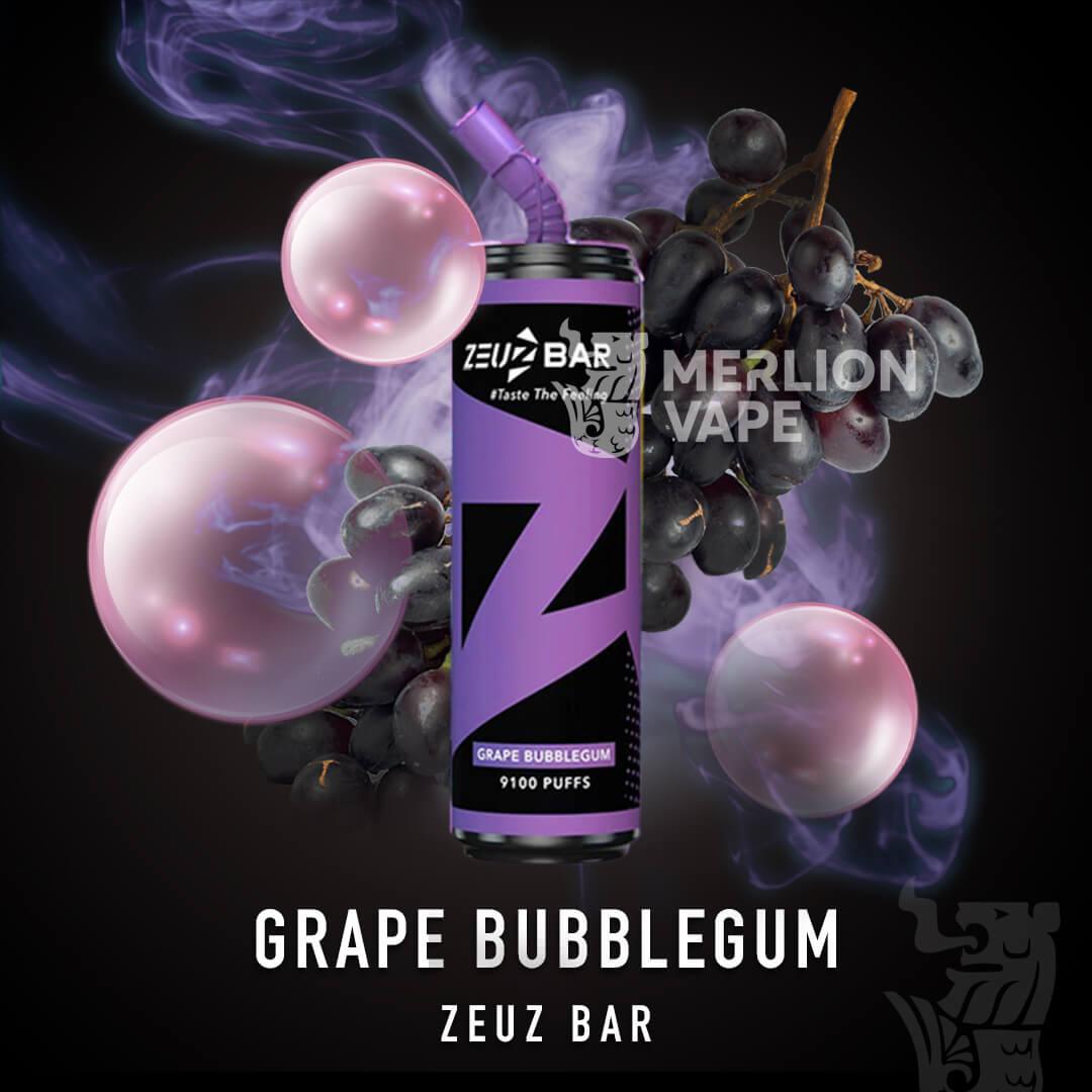 Zeuz Bar 9100 Rechargeable Disposable (Merlion Vape Sg)  - Grape Bubblegum - Merlion Vape Sg