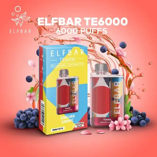 Elfbar TE 6000 Rechargeable Disposable (Merlion Vape Sg) - Sakura Grape - Merlion Vape Sg