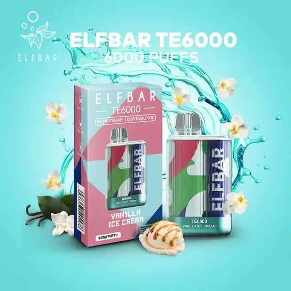 Elfbar TE 6000 Rechargeable Disposable (Merlion Vape Sg) - Vanilla Ice Cream - Merlion Vape Sg