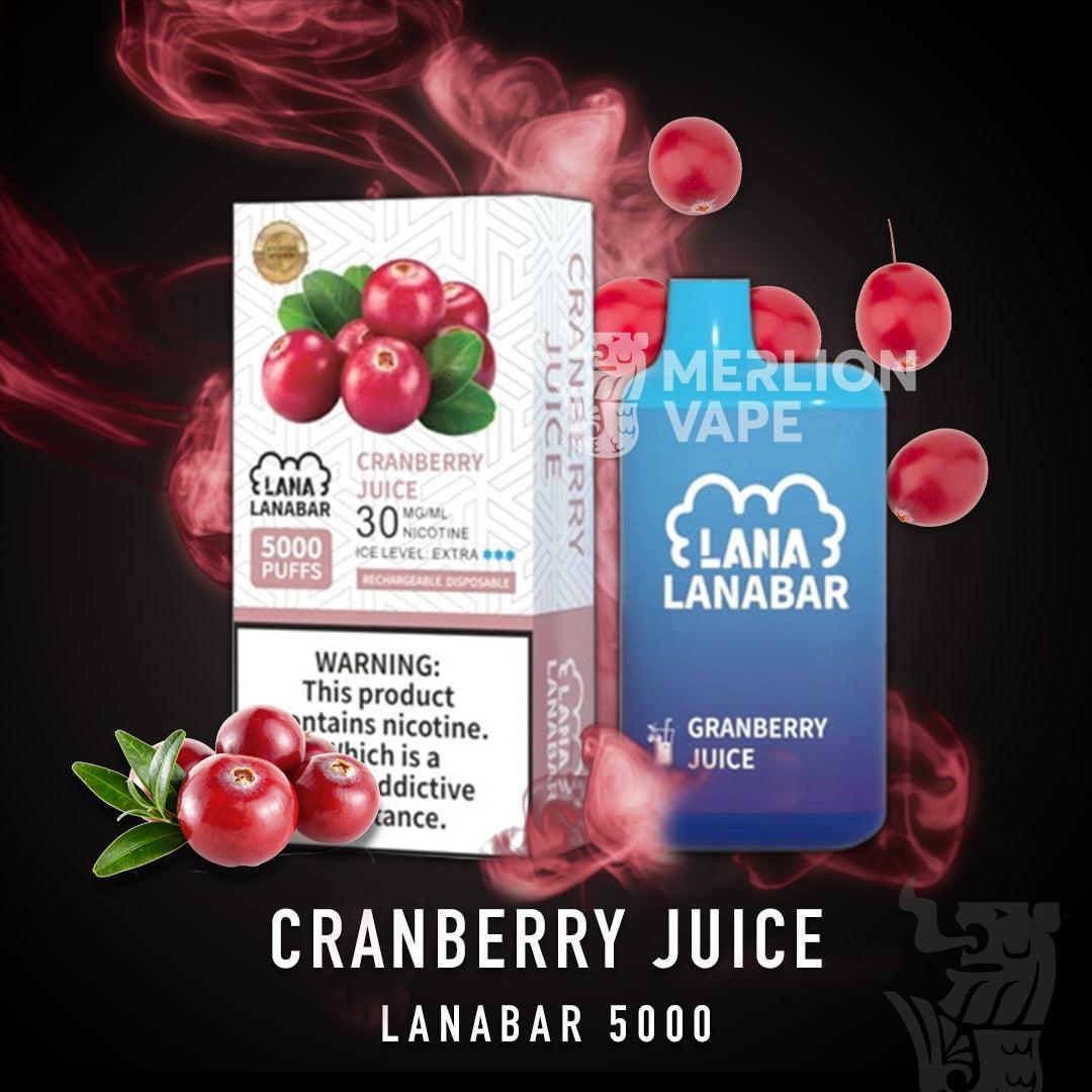 Lana Bar 5000 Rechargeable Disposable (Merlion Vape Sg) - Cranberry Juice - Merlion Vape Sg