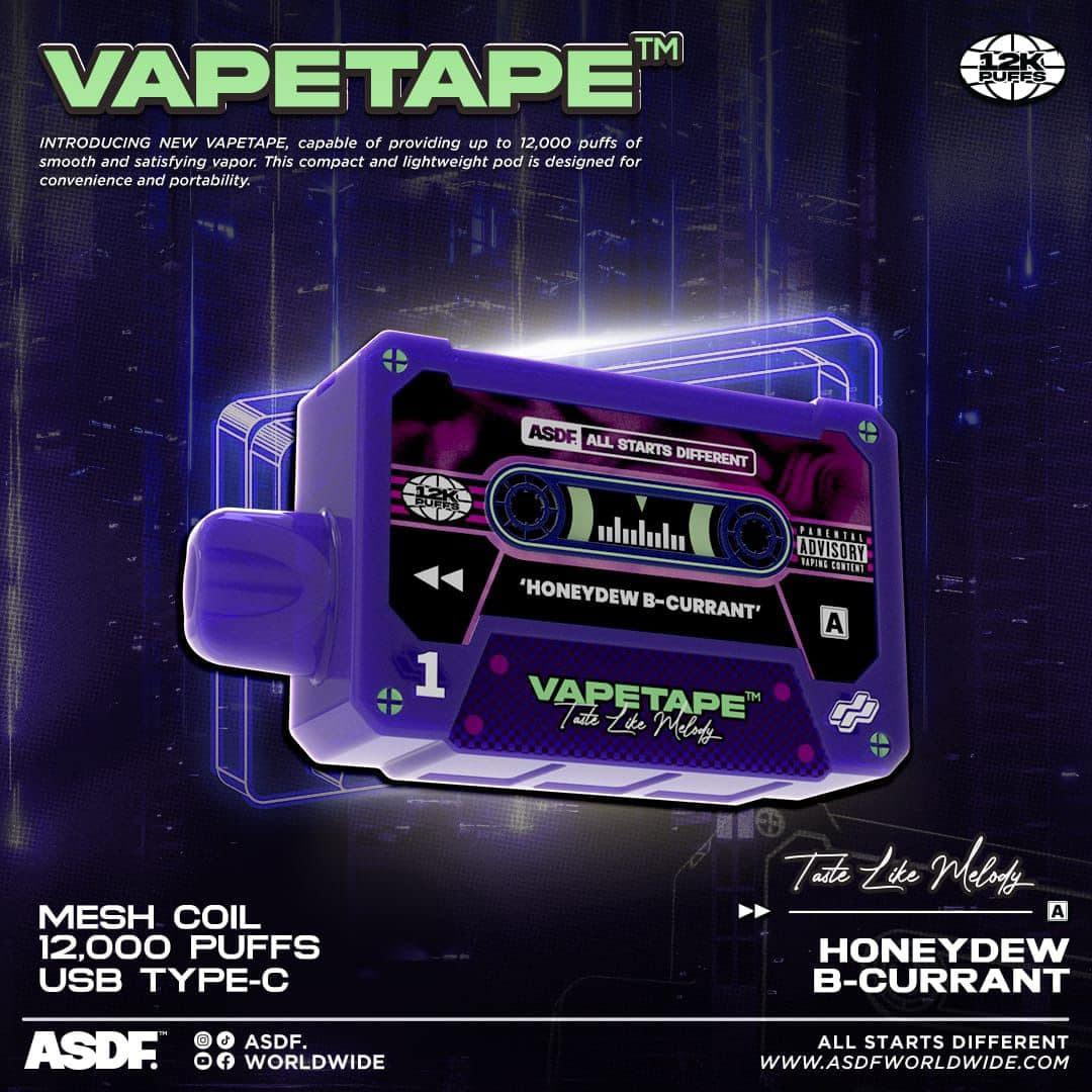 Vapetape 12000 Rechargeable disposable (Merlion Vape SG) - Honeydew Blackcurrant - Merlion Vape SG