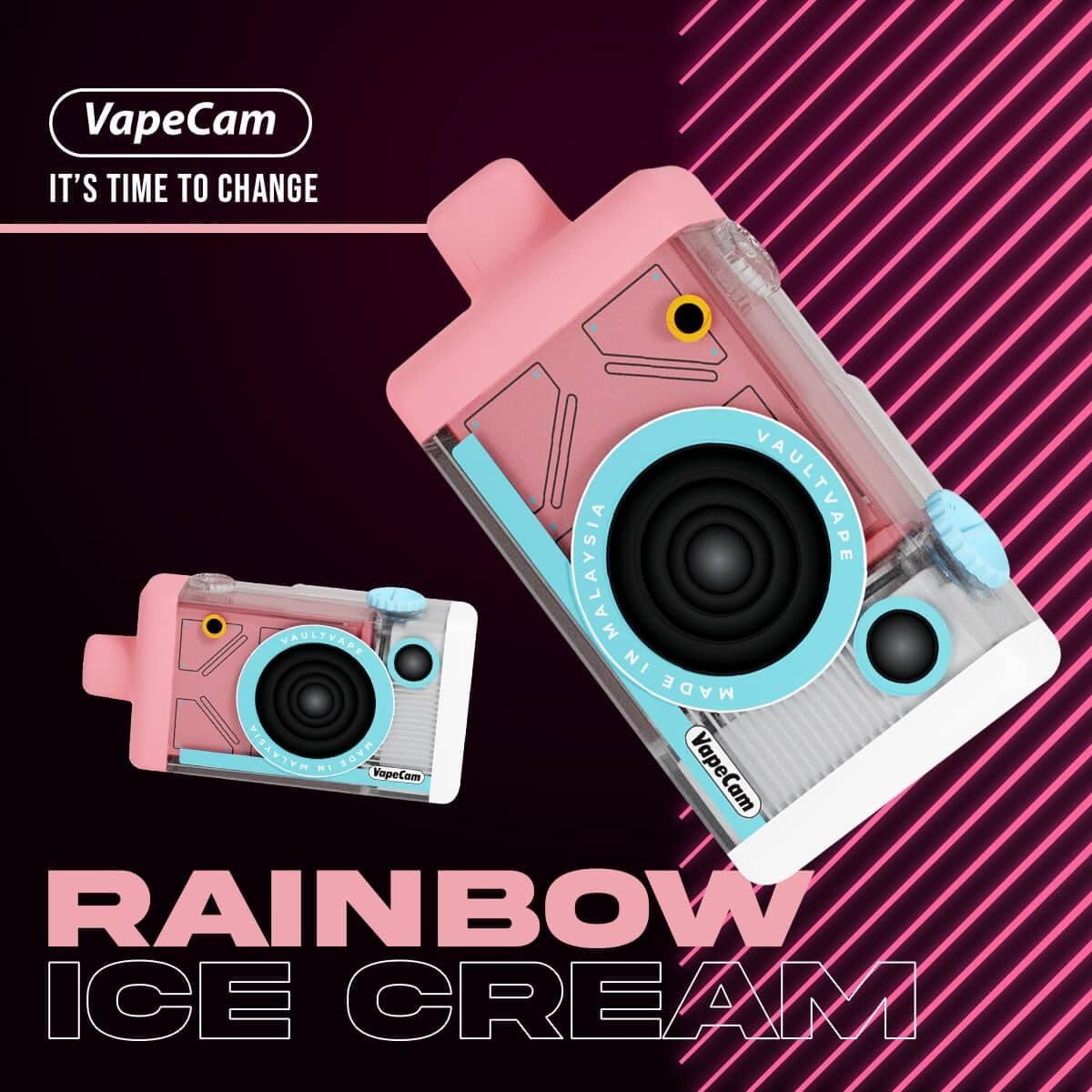 Vapecam 12000 Rechargeable Disposable (Merlion Vape Sg) - Rainbow IceCream- Merlion Vape Sg