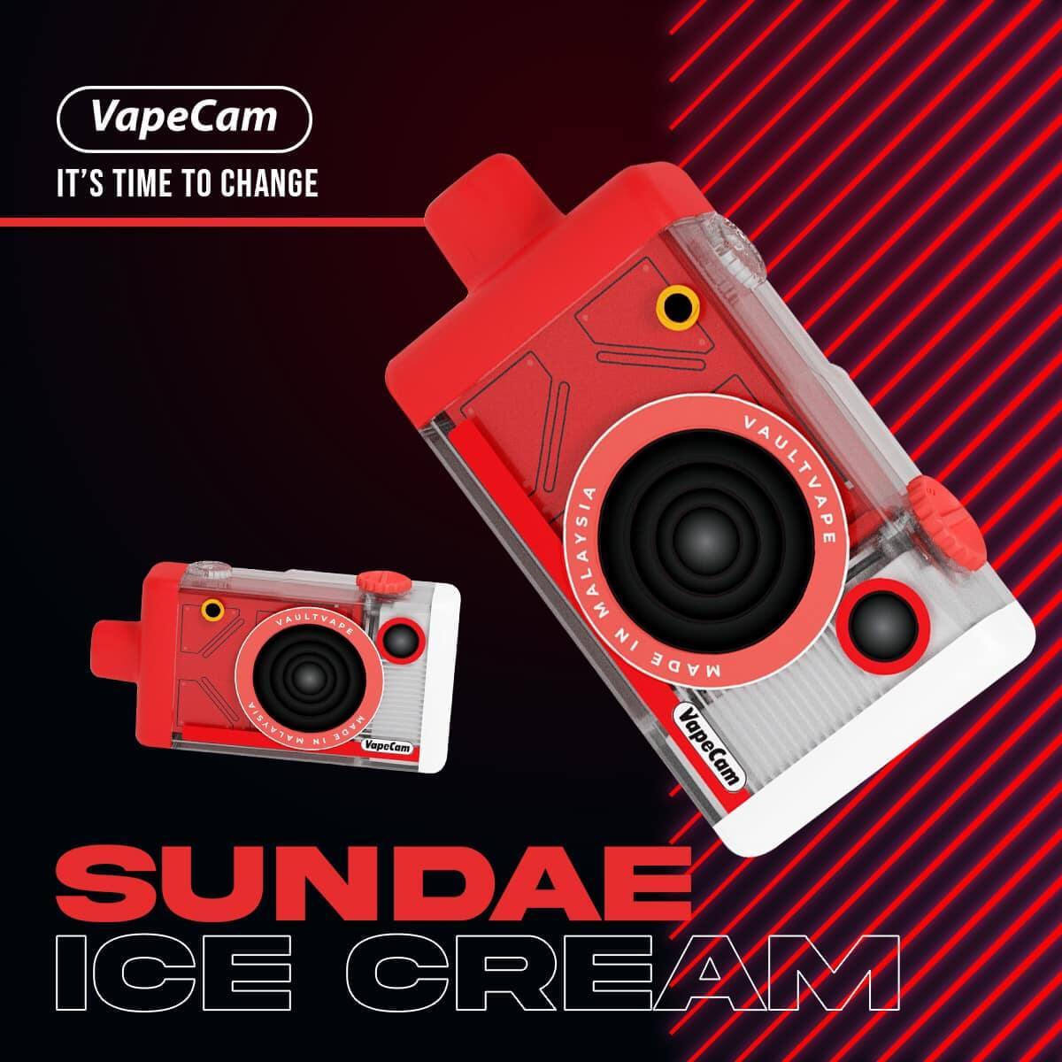 Vapecam 12000 Rechargeable Disposable (Merlion Vape Sg) - Sundae Icecream - Merlion Vape Sg