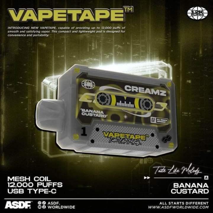 Vapetape 12000 Rechargeable disposable (Merlion Vape SG) - Banana Custard - Merlion Vape SG