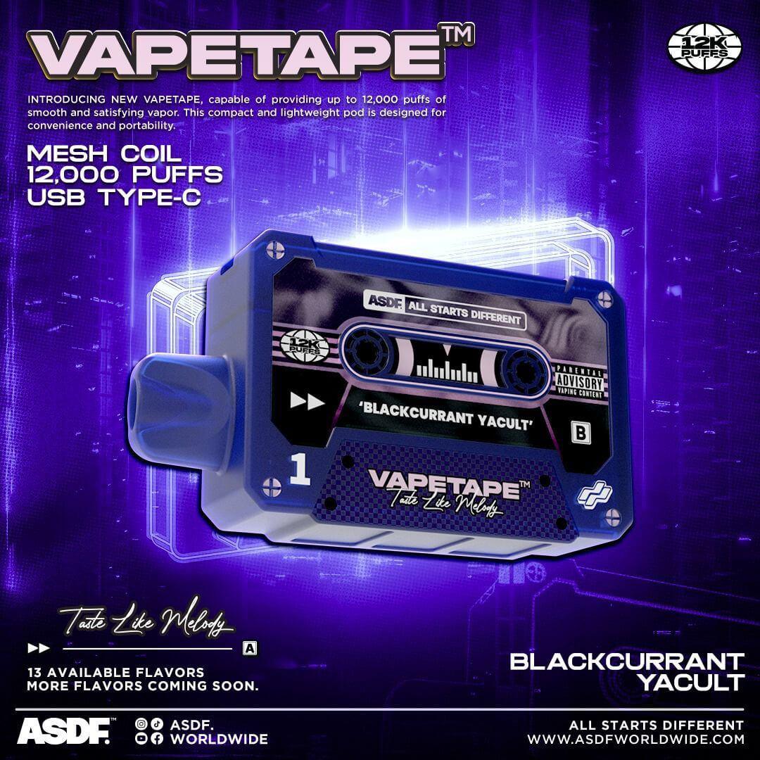 Vapetape 12000 Rechargeable disposable (Merlion Vape SG) - Blackcurrant Yacult - Merlion Vape SG