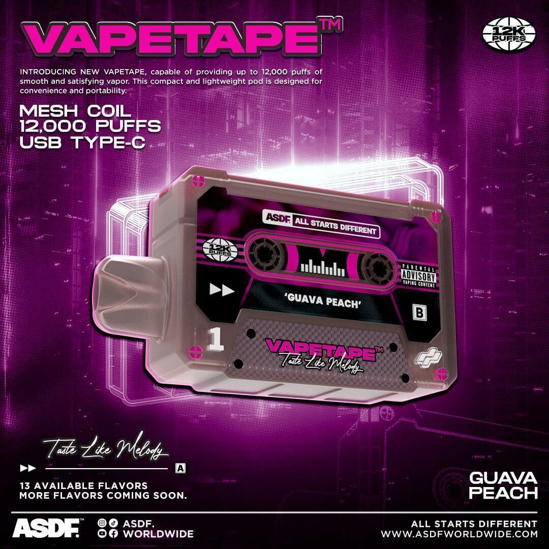 Vapetape 12000 Rechargeable disposable (Merlion Vape SG) - Guava Peach - Merlion Vape SG