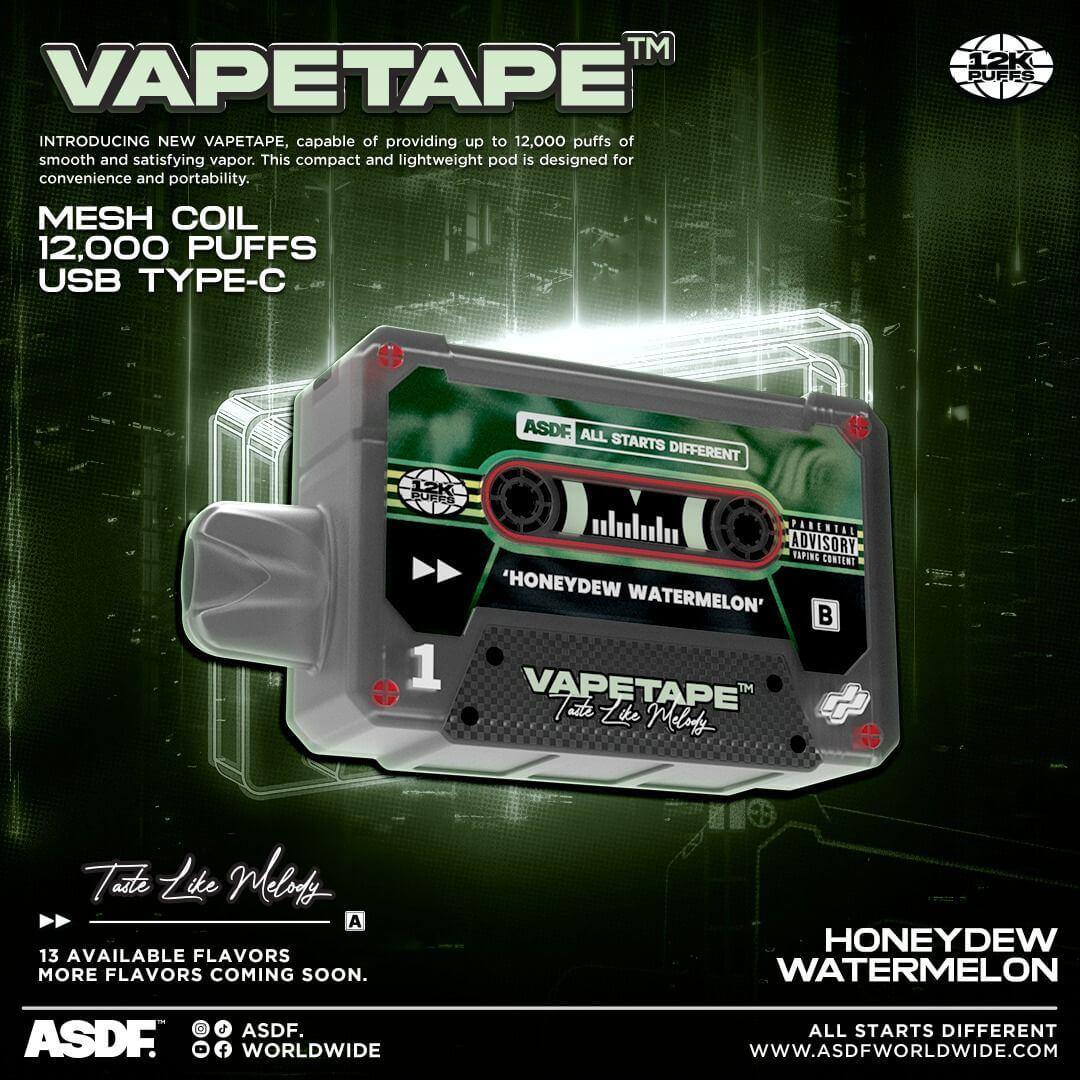 Vapetape 12000 Rechargeable disposable (Merlion Vape SG) - Honeydew Watermelon - Merlion Vape SG