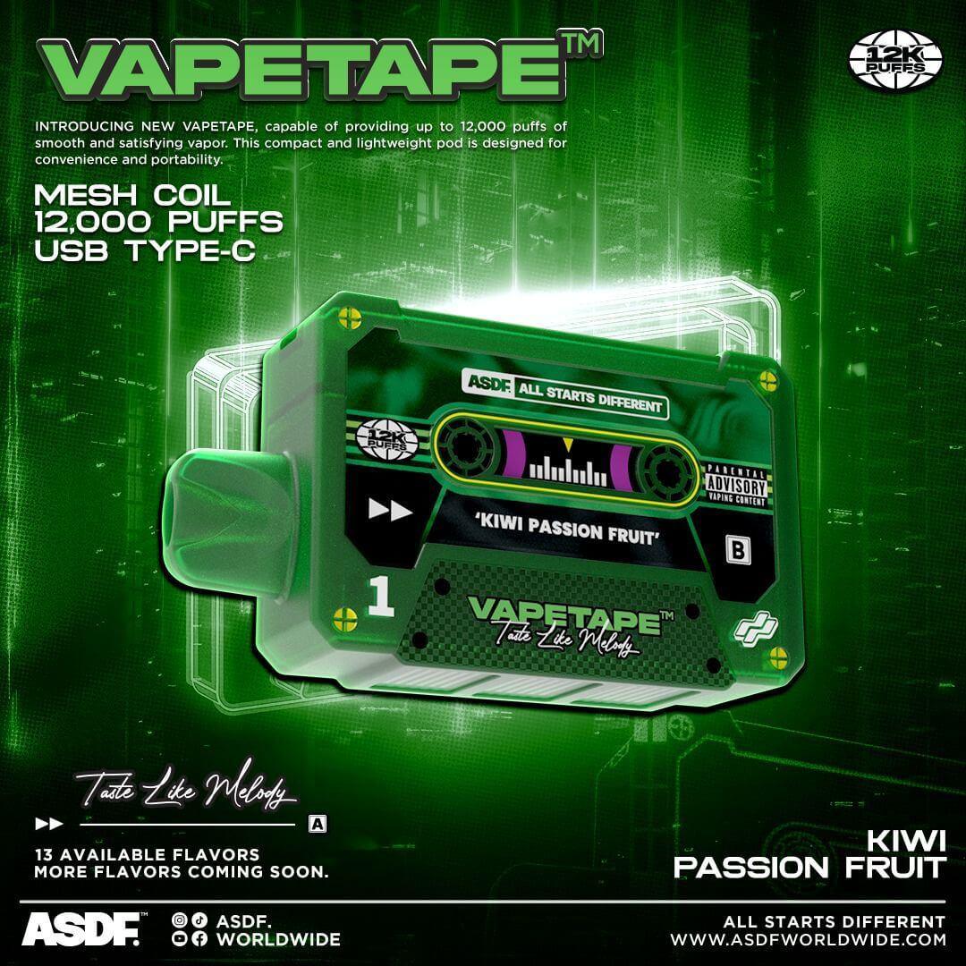 Vapetape 12000 Rechargeable disposable (Merlion Vape SG) - Kiwi Passionfruit - Merlion Vape SG