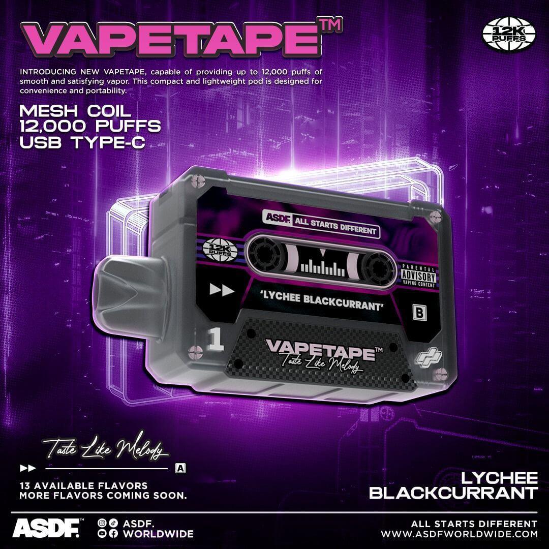 Vapetape 12000 Rechargeable disposable (Merlion Vape SG) - Lychee Blackcurrant- Merlion Vape SG