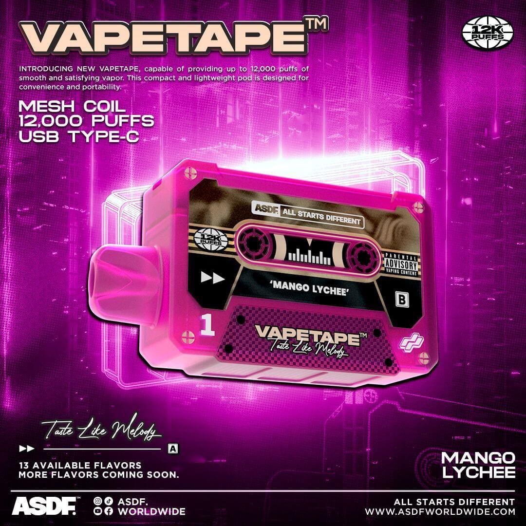 Vapetape 12000 Rechargeable disposable (Merlion Vape SG) - Mango Lychee - Merlion Vape SG