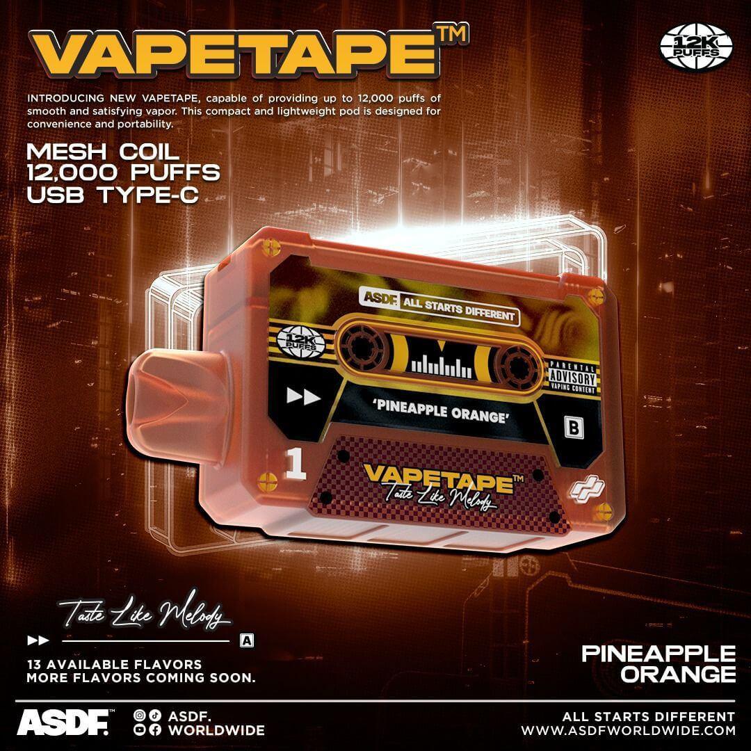 Vapetape 12000 Rechargeable disposable (Merlion Vape SG) - Pineapple Orange - Merlion Vape SG