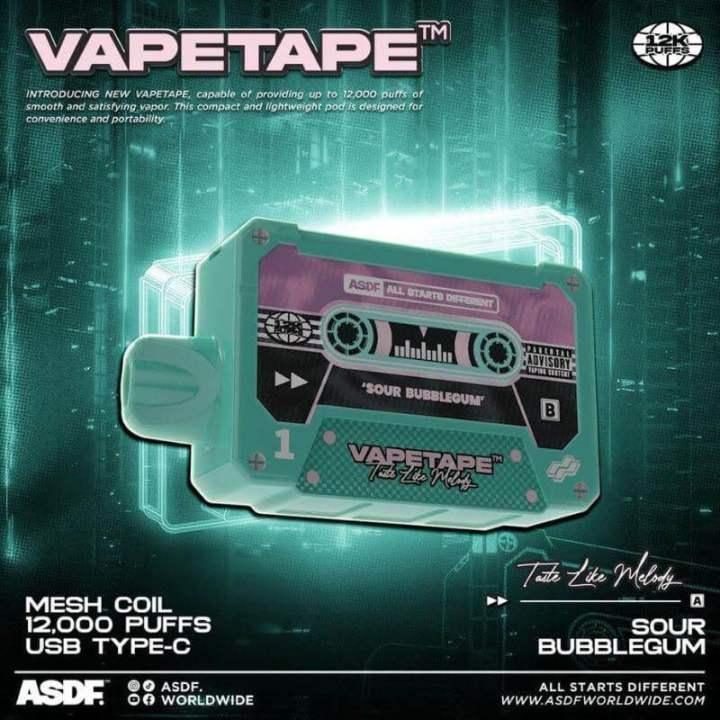 Vapetape 12000 Rechargeable disposable (Merlion Vape SG) - Sour Bubblegum - Merlion Vape SG