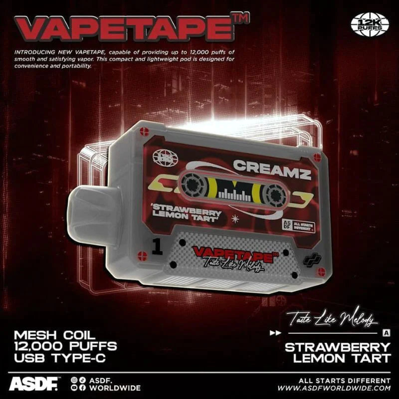 Vapetape 12000 Rechargeable disposable (Merlion Vape SG) - Strawberry Lemon Tart- Merlion Vape SG