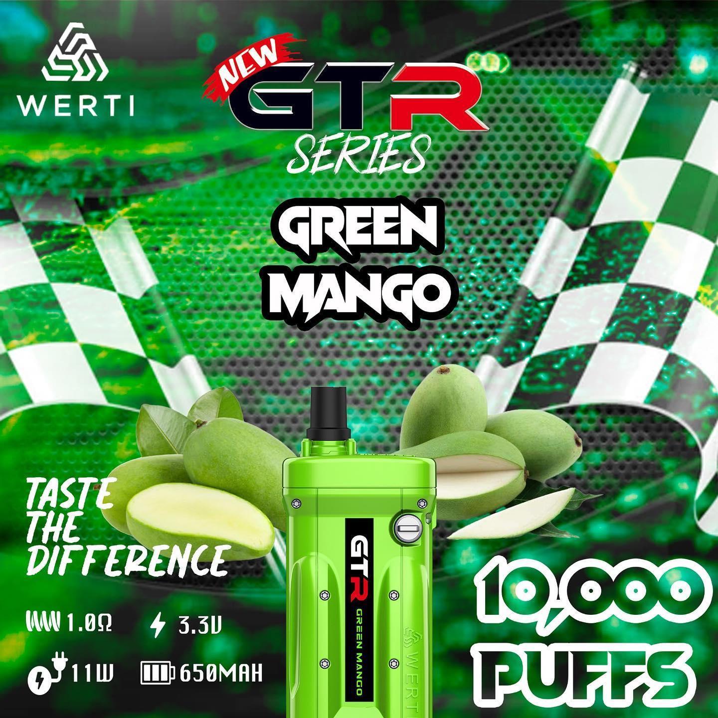 Werti GTR 10000 Rechargeable Disposable  (Merlion Vape SG) - Green Mango - Merlion Vape SG