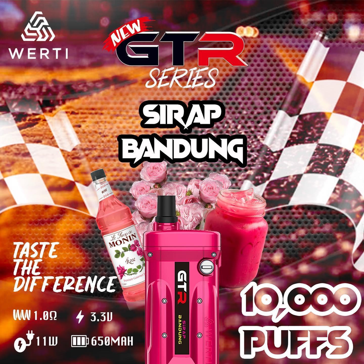 Werti GTR 10000 Rechargeable Disposable  (Merlion Vape SG) - Sirap Bandung - Merlion Vape SG